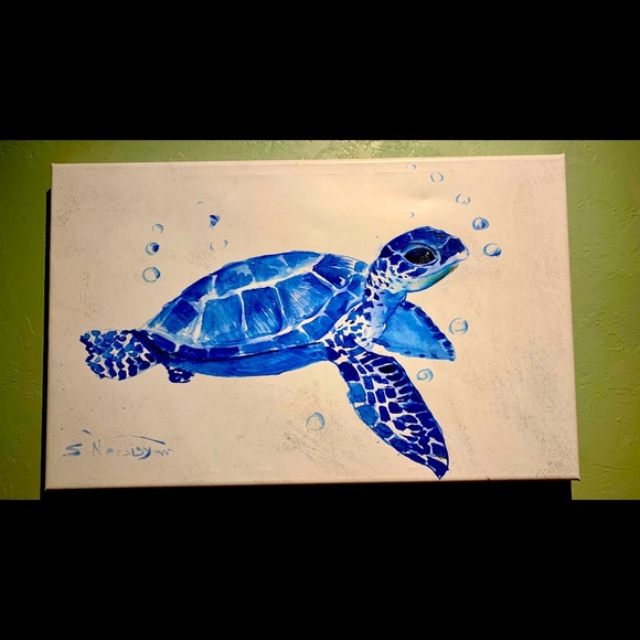 Canvas painted turtle - Picture 1 of 3
